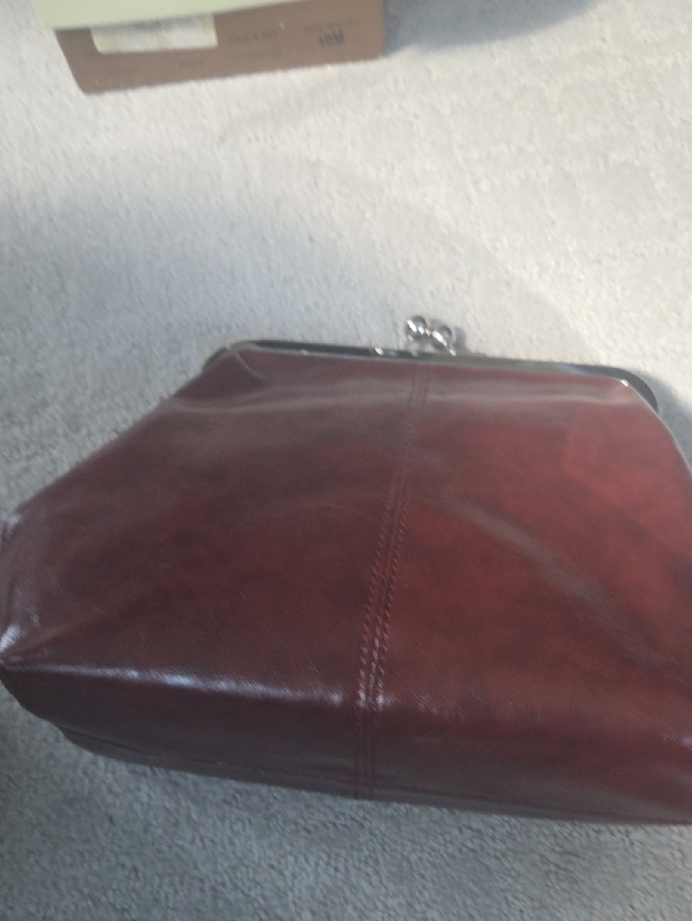 Faux Leather Frame Clutch in Burgundy Red